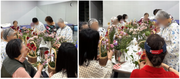 완성된 꽃꽂이 화분